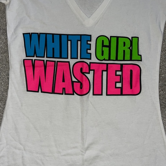 Rave party tshirt. Neon White girl wasted. Spencer’s size small - Picture 2 of 4